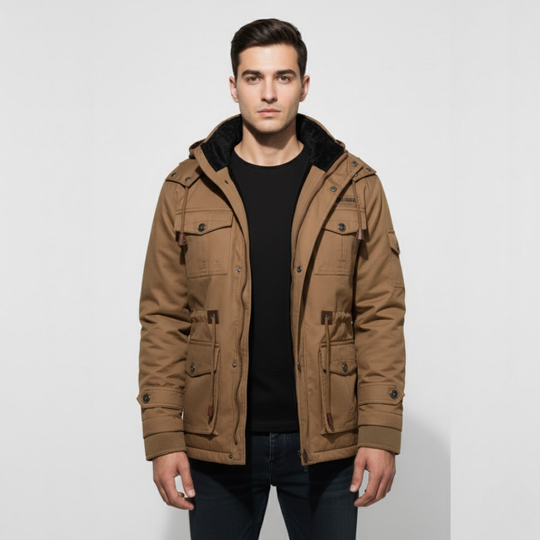 Arend | Heren Multi-Pocket Militaire Jas Khaki Larenza.nl