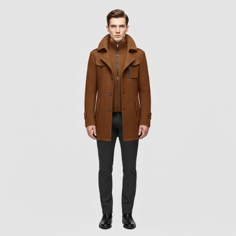 Arjan | Heren Stijlvolle Overjas Bruin Larenza.nl