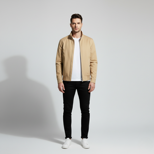 Arjen | Heren Harrington Jas Met Rits Beige Larenza.nl