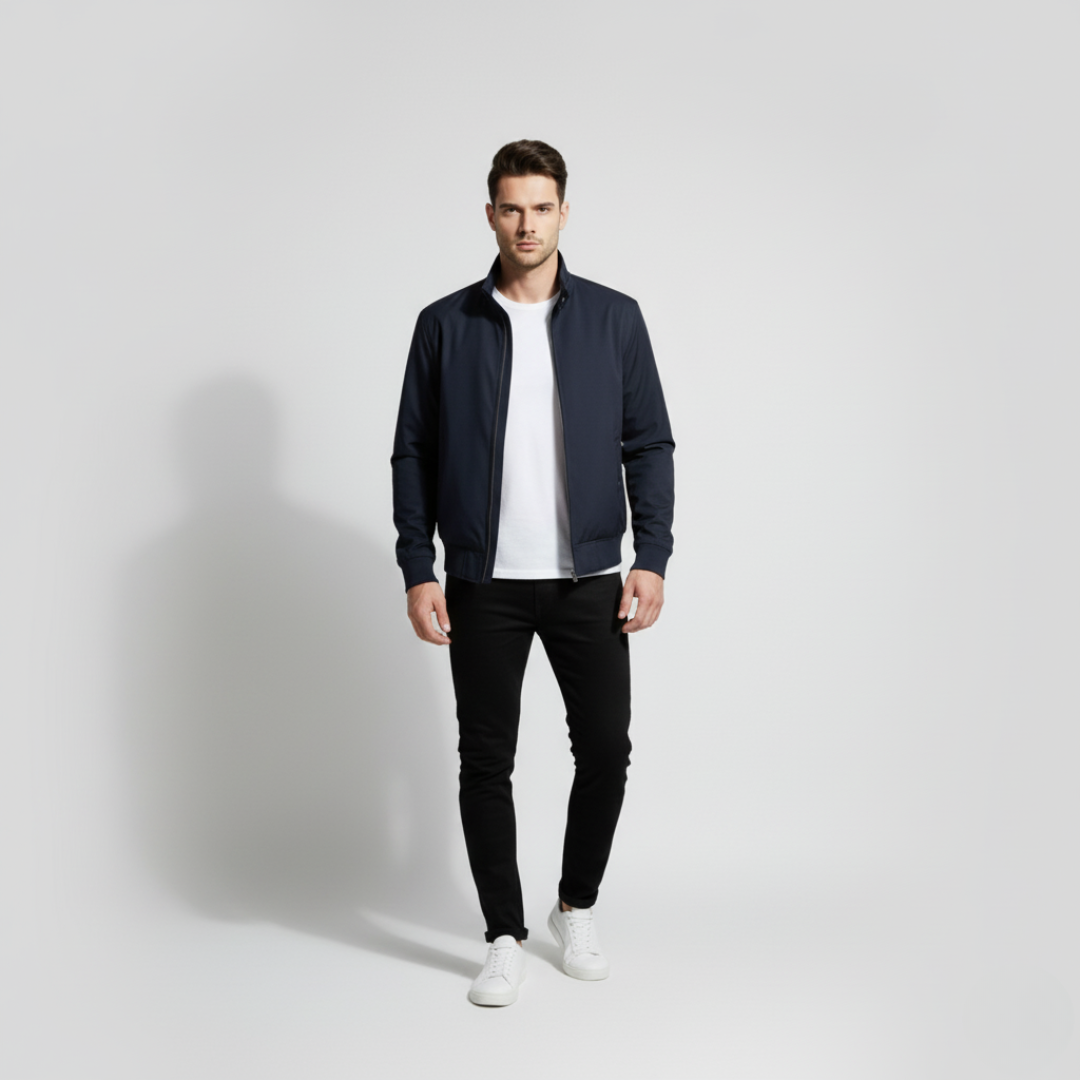 Arjen | Heren Harrington Jas Met Rits Donkerblauw Larenza.nl