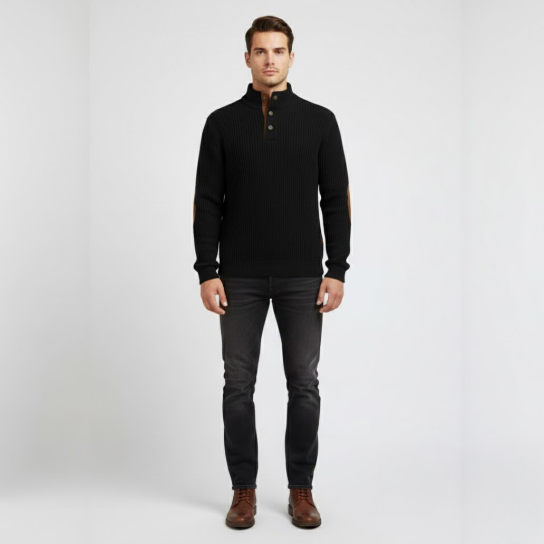 Asher - Elegante Outdoor Trui Zwart Larenza.nl