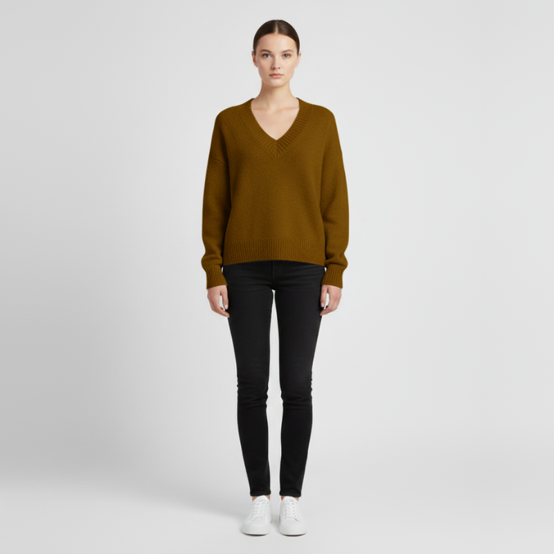 Bente | Dames Trui Pullover Lange Mouw Goud Larenza.nl