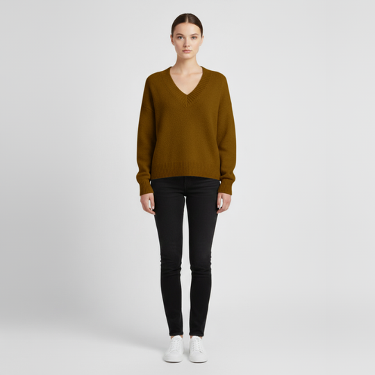 Bente | Dames Trui Pullover Lange Mouw Goud Larenza.nl