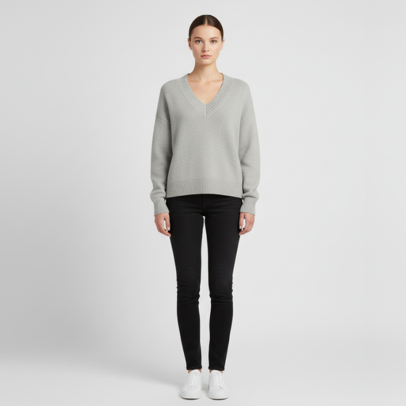 Bente | Dames Trui Pullover Lange Mouw Grijs Larenza.nl