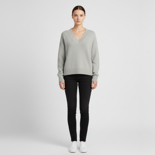 Bente | Dames Trui Pullover Lange Mouw Grijs Larenza.nl