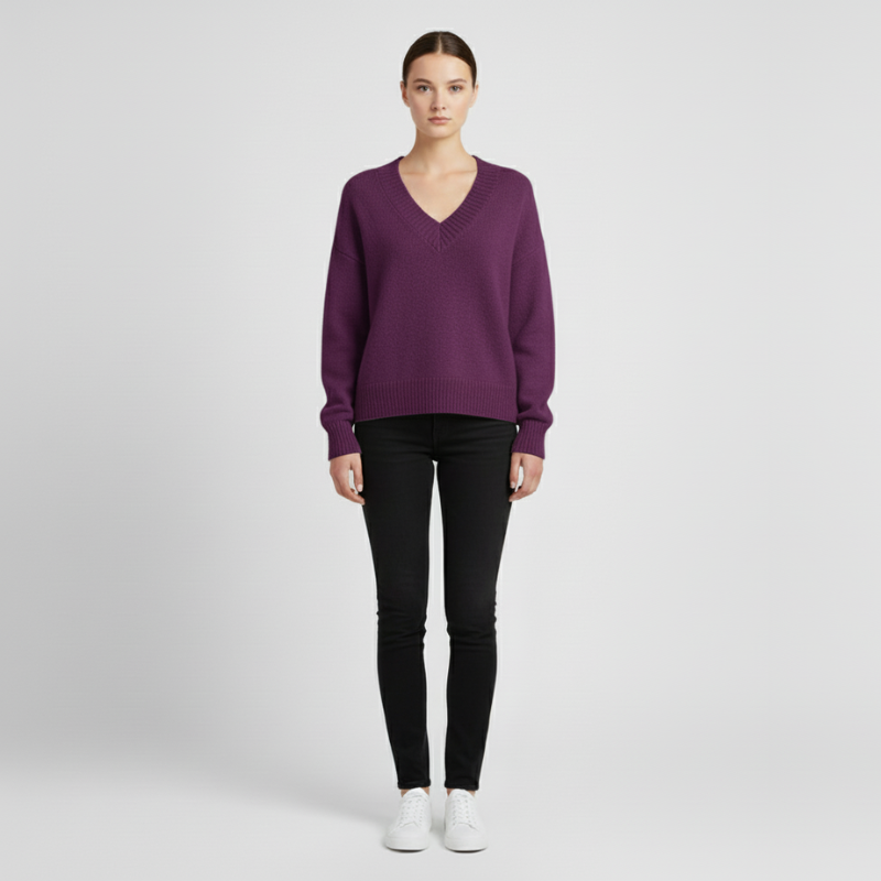 Bente | Dames Trui Pullover Lange Mouw Paars Larenza.nl
