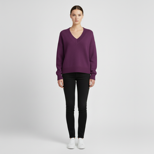 Bente | Dames Trui Pullover Lange Mouw Paars Larenza.nl