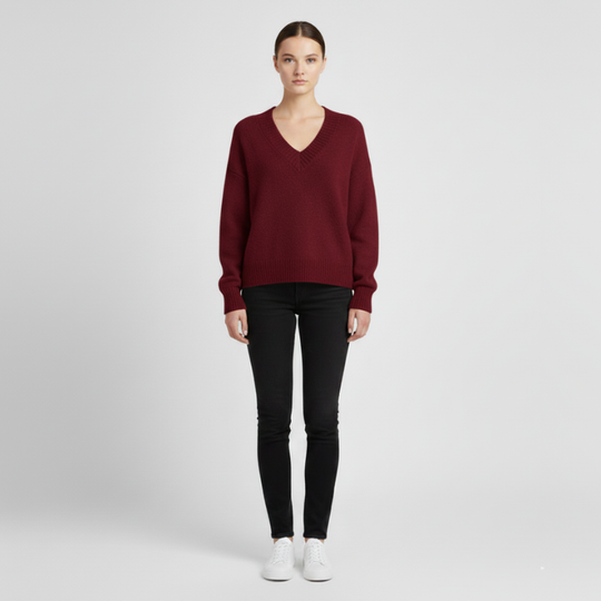 Bente | Dames Trui Pullover Lange Mouw Rood Larenza.nl