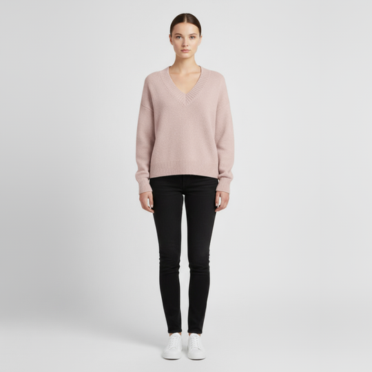 Bente | Dames Trui Pullover Lange Mouw Roze Larenza.nl