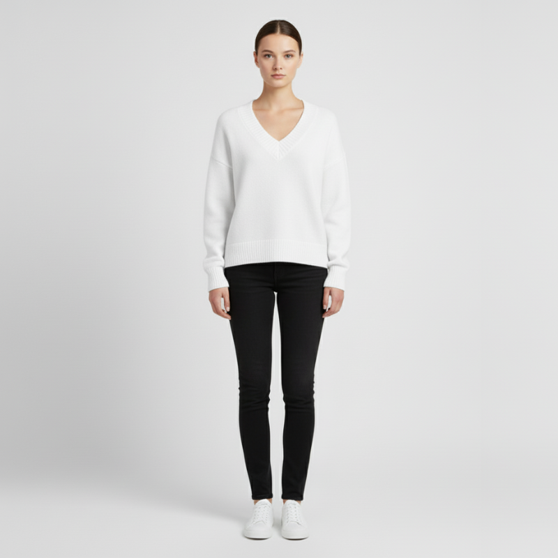 Bente | Dames Trui Pullover Lange Mouw Wit Larenza.nl