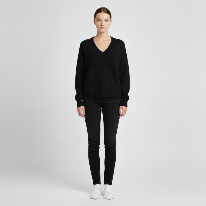 Bente | Dames Trui Pullover Lange Mouw Zwart Larenza.nl