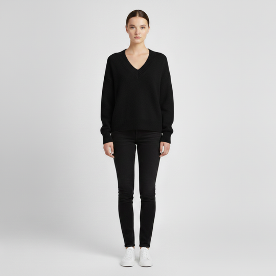 Bente | Dames Trui Pullover Lange Mouw Zwart Larenza.nl