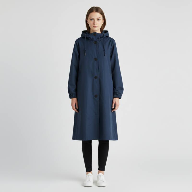 Benthe | Dames Regenjas Waterafstotend Marineblauw Larenza.nl