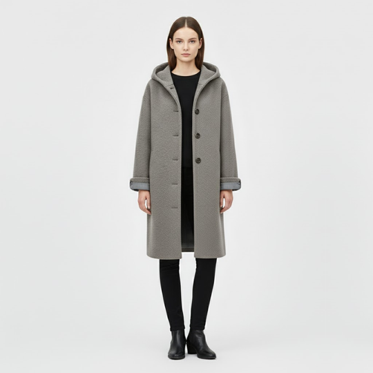 Carlijn | Dames Warme Winterjas Grijs Larenza.nl