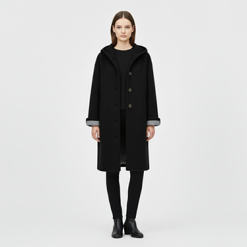 Carlijn | Dames Warme Winterjas Zwart Larenza.nl