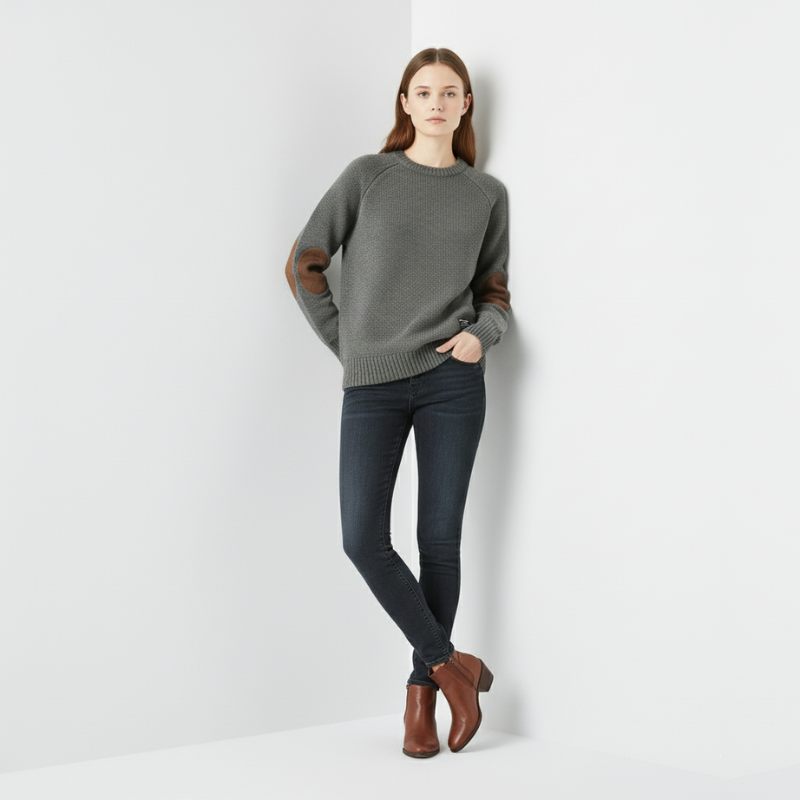 Celine | Dames Trui met Elleboogstukken Larenza.nl