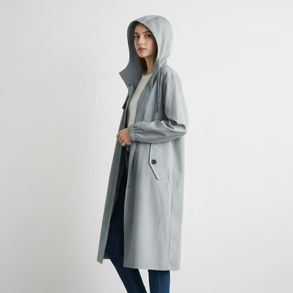 Eline | Dames Stijlvolle Lange Trenchcoat Larenza.nl