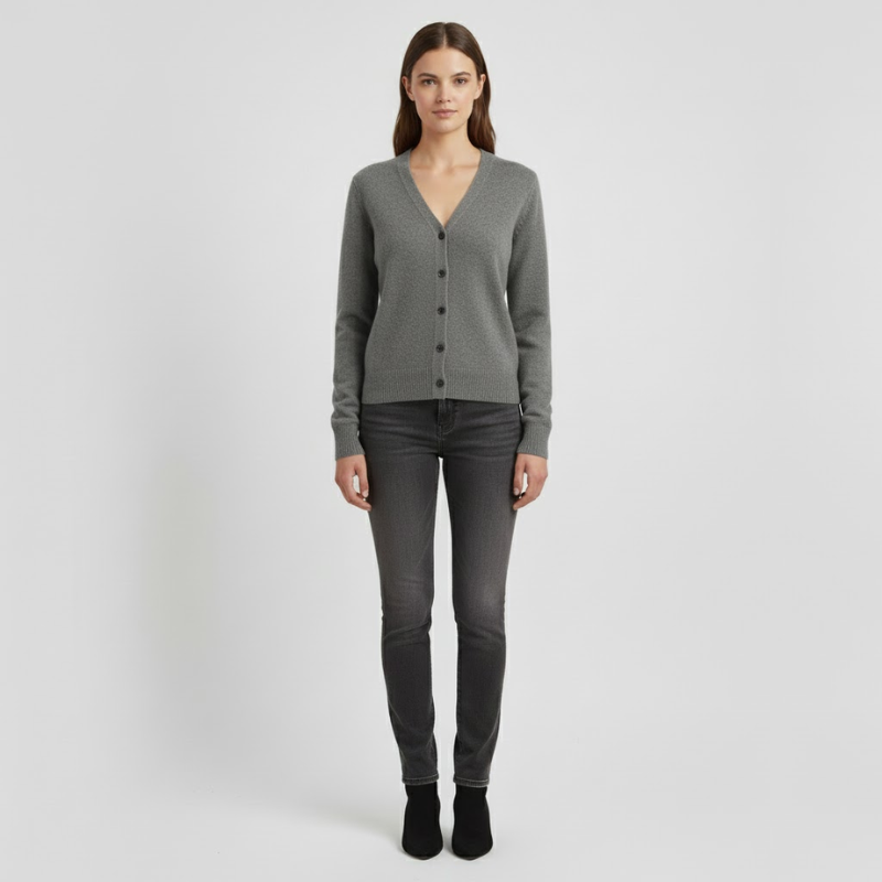 Elinor | Dames V-Hals Wintertrui Grijs Larenza.nl