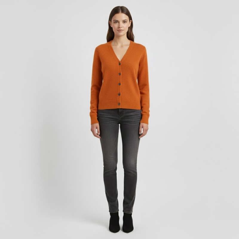 Elinor | Dames V-Hals Wintertrui Oranje Larenza.nl