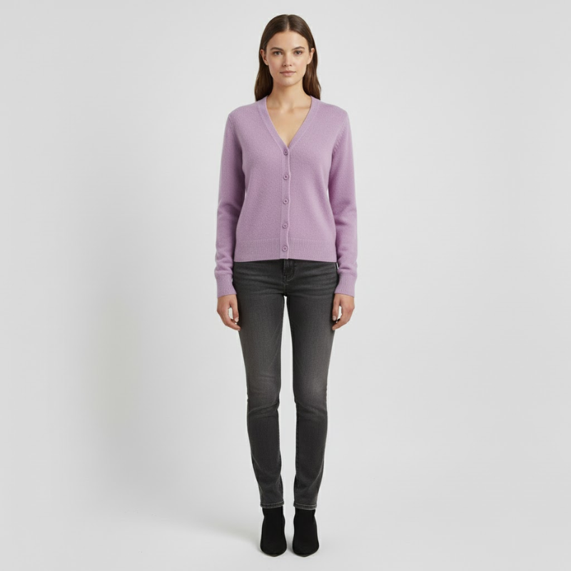 Elinor | Dames V-Hals Wintertrui Paars Larenza.nl