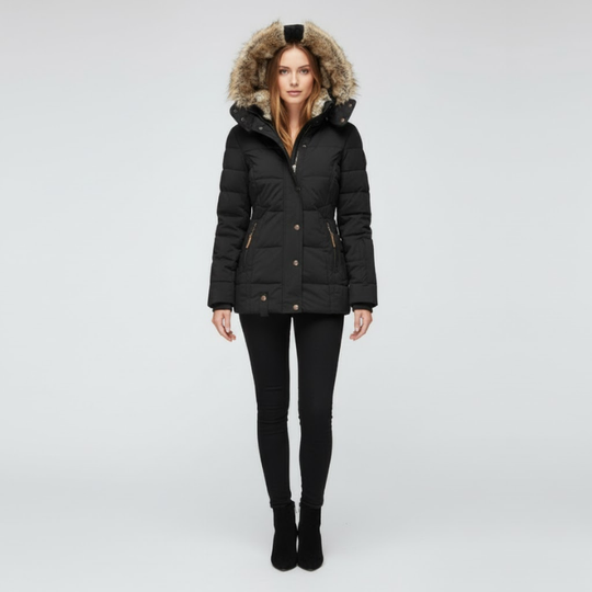 Elise | Dames Pufferjas Slim Fit Met Capuchon Zwart Larenza.nl