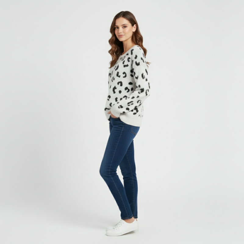 Evi | Dames Trui Leopardprint Larenza.nl