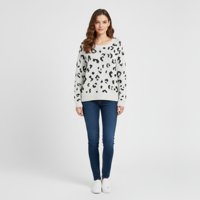 Evi | Dames Trui Leopardprint Larenza.nl