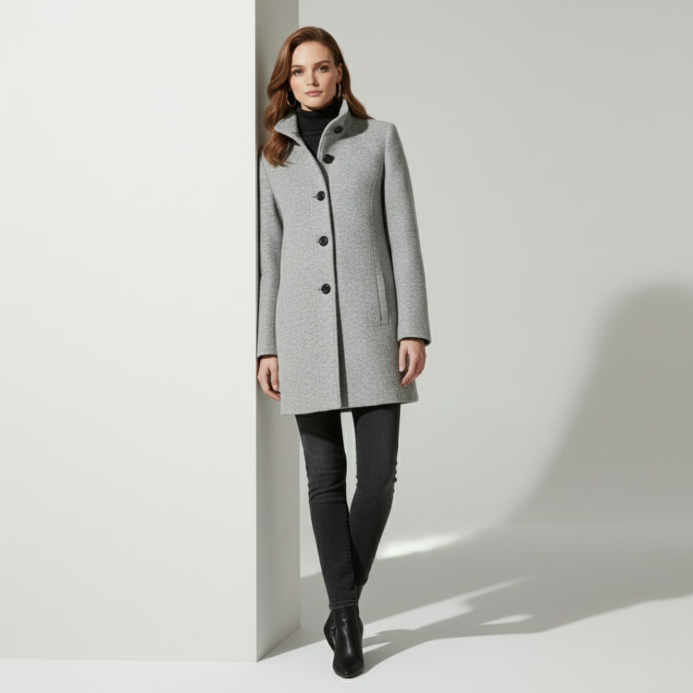 Hanne | Dames Mantel Retro Knoopsluiting Larenza.nl