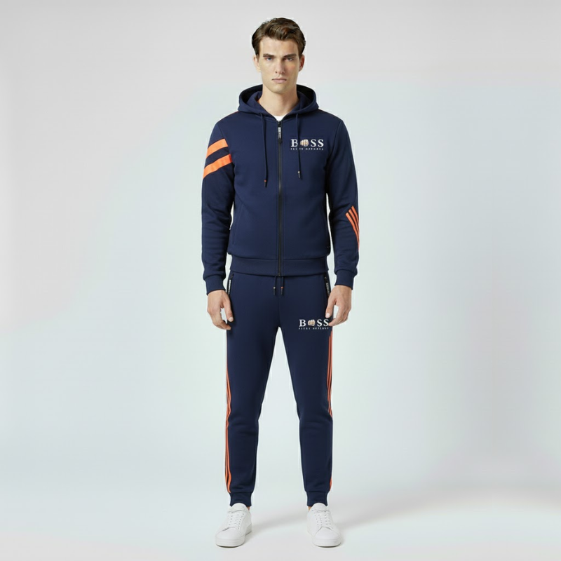 Huib | Heren Stretch Sportset Blauw Larenza.nl