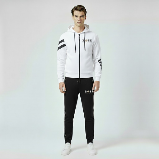 Huib | Heren Stretch Sportset Wit Larenza.nl