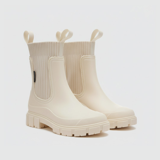 Ilse | Dames Regenlaarzen Waterdicht Beige Larenza.nl