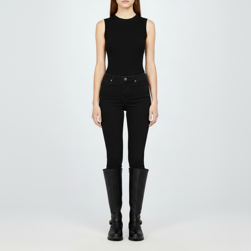 Jasmijn | Dames Hoge Laarzen met Hak Zwart Larenza.nl