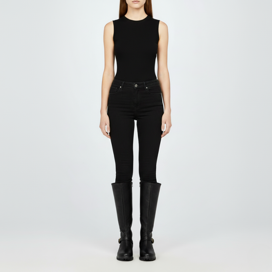 Jasmijn | Dames Hoge Laarzen met Hak Zwart Larenza.nl