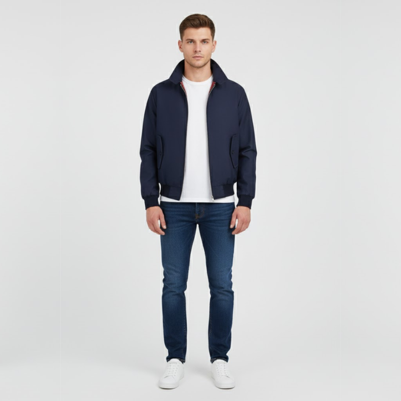 Jesse | Heren Harrington Jack Geruite Voering Donkerblauw Larenza.nl