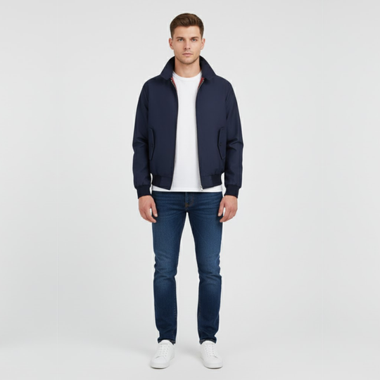 Jesse | Heren Harrington Jack Geruite Voering Donkerblauw Larenza.nl