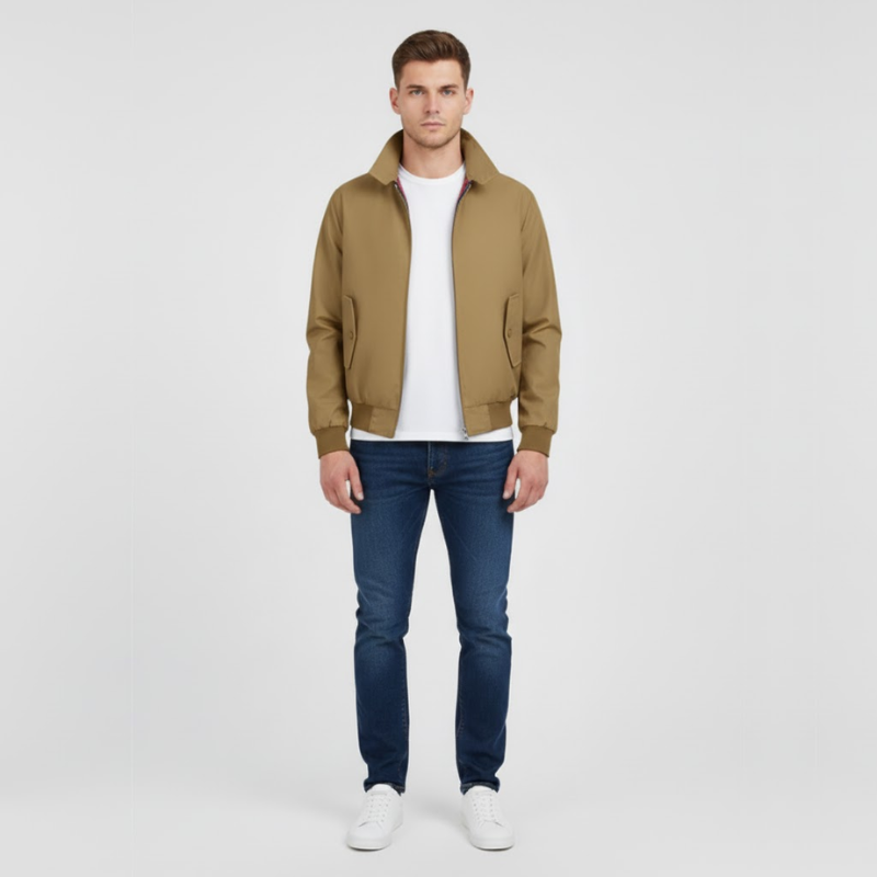 Jesse | Heren Harrington Jack Geruite Voering Khaki Larenza.nl