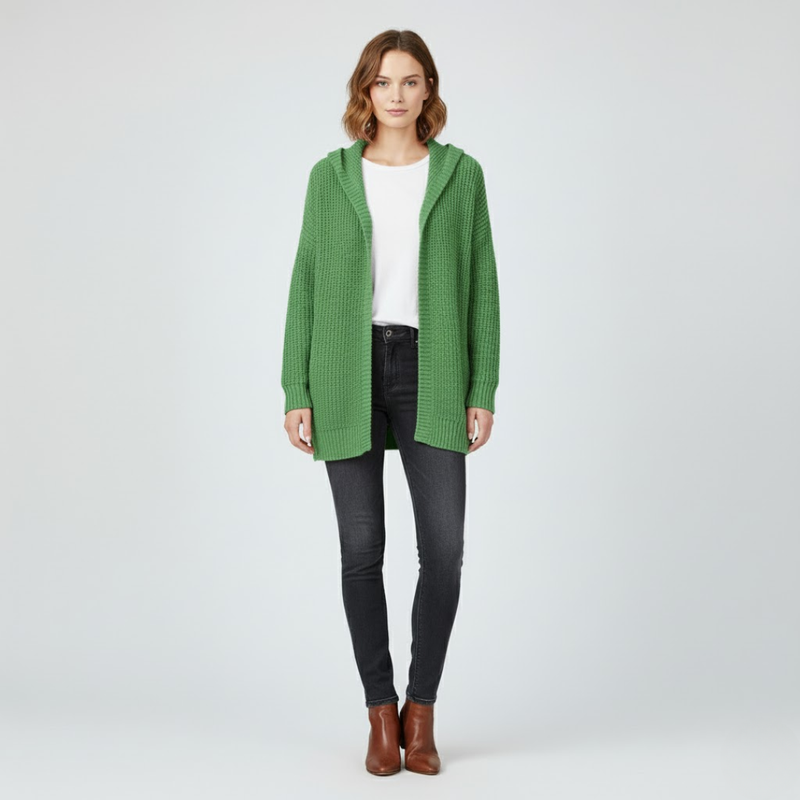 Jolien | Dames Oversized Vest met Capuchon Groen Larenza.nl