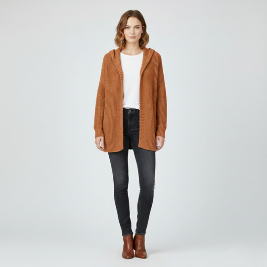 Jolien | Dames Oversized Vest met Capuchon Oranje Larenza.nl