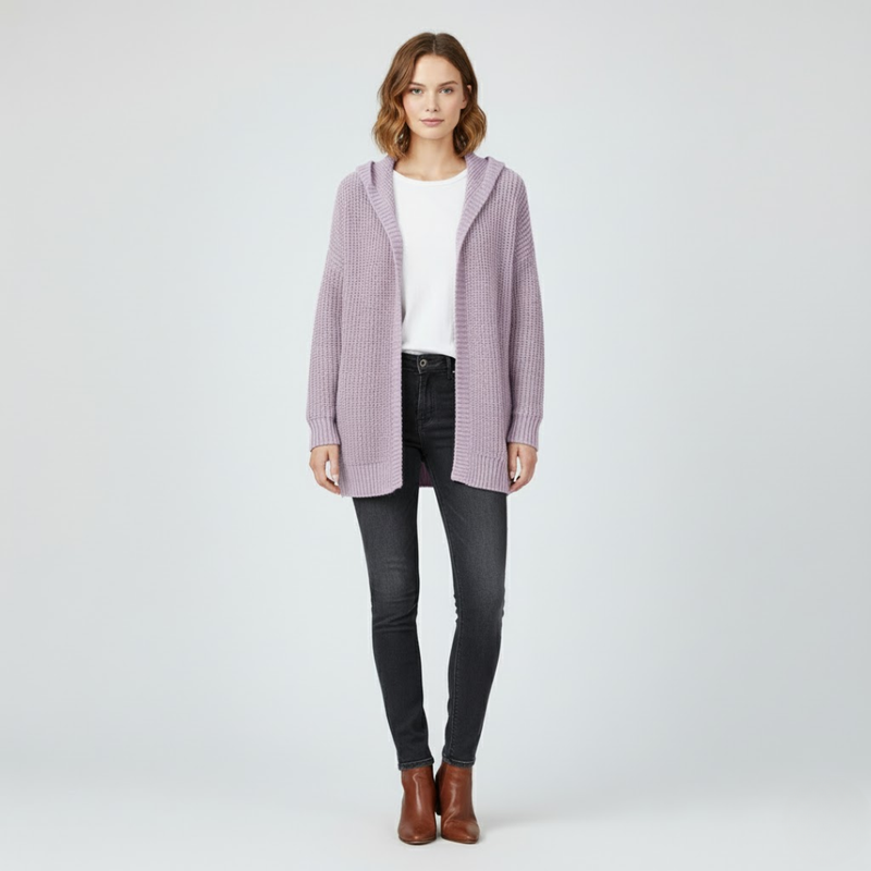 Jolien | Dames Oversized Vest met Capuchon Paars Larenza.nl