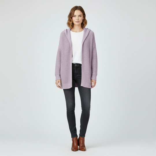 Jolien | Dames Oversized Vest met Capuchon Paars Larenza.nl