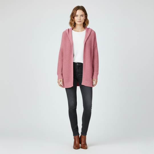 Jolien | Dames Oversized Vest met Capuchon Roze Larenza.nl