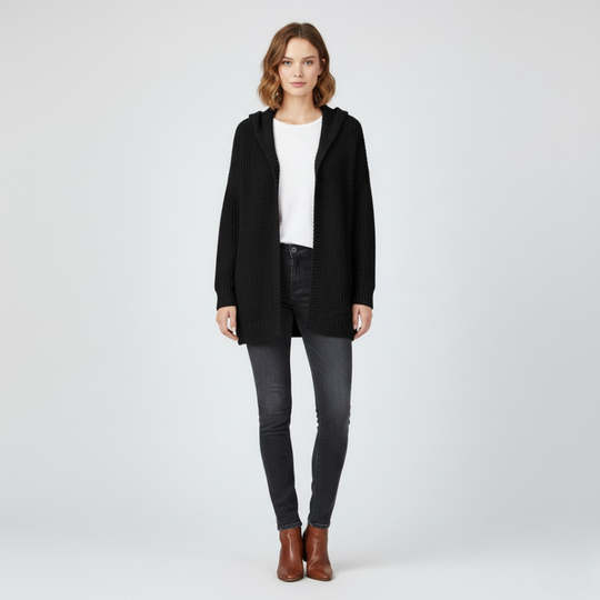 Jolien | Dames Oversized Vest met Capuchon Zwart Larenza.nl