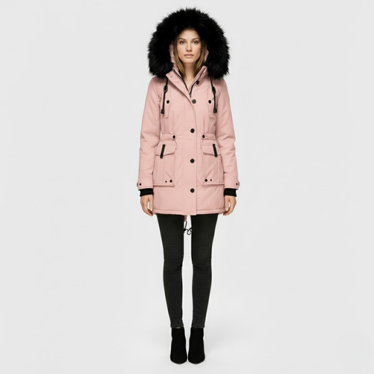 Juliette | Dames Lange Winterjas Roze Larenza.nl
