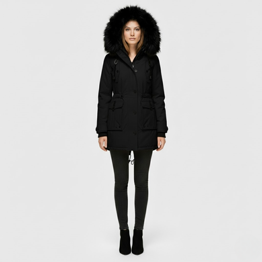 Juliette | Dames Lange Winterjas Zwart Larenza.nl