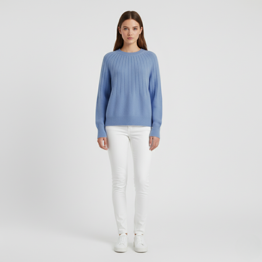 Karlijn | Dames Trui Gebreid Pullover Blauw Larenza.nl