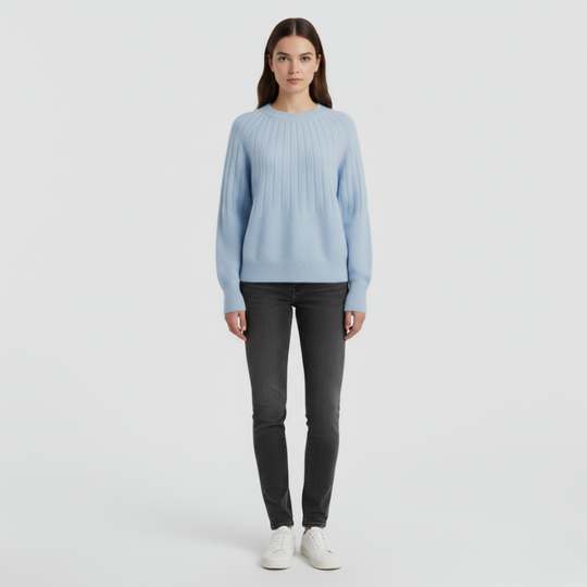 Karlijn | Dames Trui Gebreid Pullover Lichtblauw Larenza.nl