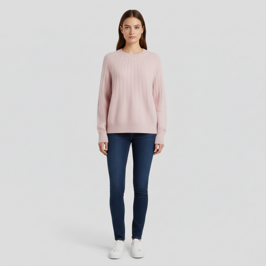 Karlijn | Dames Trui Gebreid Pullover Lichtroze Larenza.nl