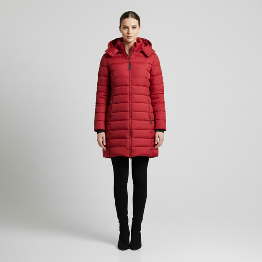 Linde | Dames Winterjas Met Capuchon Rood Larenza.nl