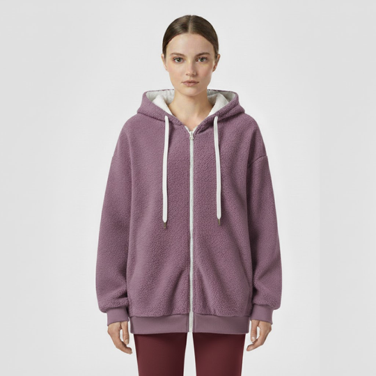 Liv | Dames Oversized Hoodie met Rits Paars Larenza.nl