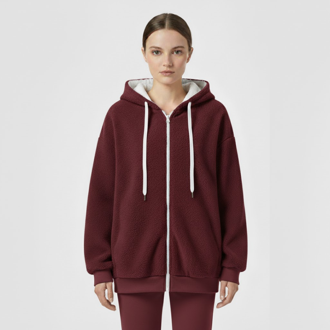 Liv | Dames Oversized Hoodie met Rits Rood Larenza.nl